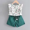 Bear Leader Girls Sets Summer Floral Children Sleeveless T-shirt+Solid Shorts 2PCS Kids Suit Fashion 3-7T Children Clothes LJ200916