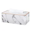 Marble Golden rim Tissue Box Desktop Washroom Napkin towel Holder Office Desk Tissue Protected Case Metal rim Ice Creak Box Y200328