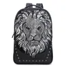 Partihandel Mens axelväskor Street Cool Animal Lion Head Men ryggsäck Vattentät slitsträckt läderhandväska utomhussporter stor fritids datorväska 3049