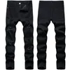 Erkek Kot Retro Siyah Pantolon Streç Delik Yırtık Slim Fit Yüksek Kaliteli Moda Rahat Denim Pantolon