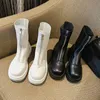 Cootelili kvinnor nakle stövlar skor 5 cm häl runda tå stövlar för kvinna mode zip skor plattform nonslip botas mujer storlek 3539 201104