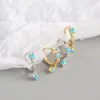 100% 925 orecchini in argento sterling piccolo cerchio per le donne New Fashion blu turchese Charms orecchino gioielli da sposa regali ML