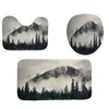 Landscape Bathroom Accessories Sets Waterproof Shower Curtain 4 Pieces Bath Mat Pad Carpet Cover Toilet Cover For Home Decor T200711