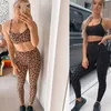 Kobiety Joga Garnitur Tight Sports Fitness Leopard Drukuj Garnitur Seksowny Zestaw Gym Working Running Crop Top Legginsy Dres