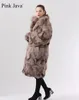 ppink java 19036 Real Fur 코트 여성 겨울 패션 자켓 Long Coat Real Fur 코트 New New Avery 201112