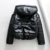 Winter Jacket Women Tick Wram PU Leather Parkas Women Coat Streetwear Punk Black Hooded Parkas Korean Winter Coats T200114