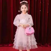 Dress For Girl 2022 Summer Fashion Lace Princess Holidday Kids Long Sleeve Spring Cake Gown Birthday Party 3-8Y 211231