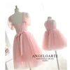 Mother Daughter Dresses Christmas Matching Dresses Wedding Princess Mom and Me Clothes Wedding Party Red Eveing Dress LJ201112