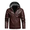 KIMSERE Mens Winter Warm Leather Jackets And Coats Faux Fur Biker Outerwear Fleece Lined Thick Thermal Motorcycle Tops Clothing