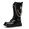 Stivali da moto in pelle Men039s stivali da combattimento militare midcalf stivali punk gotici stivali da uomo scarpe tattiche stivale dell'esercito 2202084836855