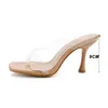 Kcenid PVC Transparent Slipper High Heels Summer Slippers Flip Flops for Women Sexig fyrkantig tå klara sandaler skor Y200628
