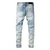 Jeans Regular Slim Fit Ripped Biker Light Blue Men's Denim Pants Jean Casual Trousers Big Size 28-40