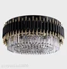 Modern lyxig svart + guld ljuskrona belysning Stora rundkristall lampor vardagsrum sovrum LED-ljuskrona