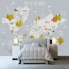 Personalizzato Foto Wallpaper Cartoon World Map bambini in camera da letto Sfondo parete Home Decoration murale De Parede 3D