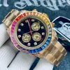Diamond Mens Watch Automatic Mechanical Watches Rainbow Di 40 mm Sangle en acier inoxydable Imperméable Design Fashion Montre de Luxe