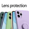 Funda de silicona Fundas de teléfono a prueba de golpes con anillo de soporte para iPhone 13 12 11 Pro Max XR XS 8 Plus