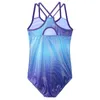 BAOHULU One-Piece Strap Ballet Leotard Gradient Blue Gymnastics Practice Costumes Children Tank Activewear Bodysuit268n