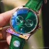 Cheap New Day-Date Mens Watch Automatic Rose Gold Case Rose Gold Hands Green Dial Green Leather Strap High Quality Timezonewatch E174d1
