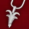 Collier pendentif tête de chèvre, couleur or, cuivre, Zircons cubiques, pour hommes, Hip Hop Rock Street, bijoux 5942563