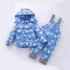 Winter Kinder Kleidung Set für Baby Mädchen Jungen Kinder Skianzug Overalls Ente Daunenmantel Warme Schneeanzüge Jacken + Lätzchen Hosen 2 teile/satz LJ201125