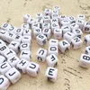 Factory Direct Sell 550PCS/lot Mixed A-Z 10*10MM White with Black Printing Plastic Acrylic Square Cube Alphabet Letter Beads Y200730