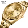 2021高品質のファッション男性腕時計Loversゴールドステンレス鋼腕時計カレンダー日時Wisthブランド高級女性防水