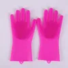 Rękawice do mycia dania silikonowe rękawice z pędzlem wielokrotnego użytku ochronne narzędzie do czyszczenia kuchennego 6 kolorów HHA1667