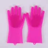 Gants de lavage de vaisselle Gants en silicone avec brosse de sécurité réutilisable Outil de nettoyage de cuisine résistant à la chaleur 6 couleurs HHA1667