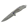 Liten vikkniv Keychain kniv Damascus stålblad TC4 Titanhandtag H5378