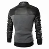 Herrjackor Läder Herrjacka Drop Coat Moto Streetwear Långärmad Bomber Stand Neck Top Kläder Plus Size 3XL1