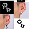 Titane Titanium Steel Ear Cuff Punk Rock Dangle Cross Feather Star Hand Hand Poignets non perçants pour hommes et femmes