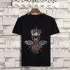 2020 Zomer Mannen Zwart T-shirt Hip Hop Man Crown Bee Skull Diamond T-shirts Mode Rhinestone Man T-shirt LJ200827