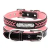 Leather Dog Collar Braided Persoanzled ID tag s Nameplate Customized Pet Walking Leash Leads Y200917