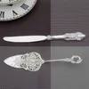 9.25 '' Zilveren Bruiloft Cake Serveer Set Small Shovel Mes Barok Party Decorating Verjaardag Silverware Christmas Gift 211229