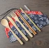 Przenośny Nóż Piknik Naturalny Wielokrotnego użytku Spoon Spoon Fork Chopstick Kitchen Naczynia Bamboo Zestaw sztućców