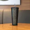 Starbucks Christmas Golden Black abbaglia la dea laser tazza di caffè con paglia 710ML Durian Plastica acqua fredda fuori porta Accompagnamento2024