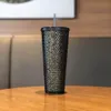 Sクリスマスゴールデンブラックデズルゴーデスレーザーストローコーヒーカップ710mlデュリアンプラスチックコールドウォーターアウトドアに付随する8235026