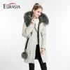 Eurazië Brand Women Coat Long Lady Winter Parkas Style Jacket Real Fur Collar Dikke kap Volledige bovenkleding Warm Y170022 201125