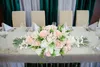90cm Table de conférence de fleurs artificielles Rangée de fleurs Rose Lily Hortensia Feuille de mariage Décor de table Centres de table Coureur de fleurs 201222
