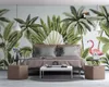 Beibehang anpassen 3D Wallpaper Hand gemalt Regenwald Bananenblatt Wand Wohnzimmer Hintergrund Flamingo
