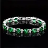 Victoria Luxury Jewelry Brand NOUVEAU 925 SIRGE STERLING OVAL Cut Blue Sapphire CZ Diamond Ruby Popular Women Wedding Bracelet pour LO248C
