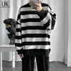 Lovers Sweatshirts Men Casual Loose Oversized Spring Streetwear Striped Male Hiphop Winter Homme Clothing 220215