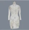 Robe de club sexy pour femmes mini bodycon robe bandage robes à manches longues patchwork bodySuit Voir à travers la robe2292