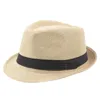 Sombreros de ala ancha Sol para mujeres Hombres Jazz Sombrero Transpirable Lino Top Al aire libre Rizado Paja Drop Elob22