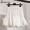 Surmiitro White Black Chiffon Summer Ships Skirt 여성 2022 Fashion Korean High Waist Tutu Pleated Mini Aesthetic Female 220226