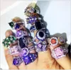 Mix 925 Silver Plated Gemstone Rings With Side Stones Super Shining Colorful Zircon Stone Micro pave Zirconia Finger Ring for Women Bulk Wholesale
