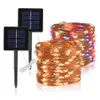 Weihnachtsdekoration Lichterketten Outdoor Solar String Lampe 100/200 LED Kupferdraht Beleuchtung Wasserdicht für Terrasse Bäume Party 201130