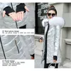秋の冬のジャケット女性ホワイトファーカラーパーカースリムフードドは暖かいメスをキープダウンコットパッドコートプラスサイズ201027