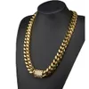 Top Quality 6-18 mm de large Gold en acier inoxydable Cuban Miami Colliers de chaîne CZ Zircon Box Big Bijoux lourds240h