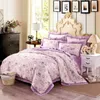 Bomull Jacquard Blommigryck sängkläder Ställ 4st 4pcs Double King Queen Size Bedsheet Set Duvet Cover Home Dekorativa Pillowcases T200706